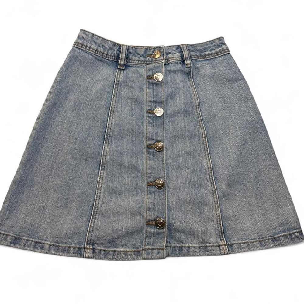 Denim A-Line Skirt Size 8 Button Front Y2K 90s Style H&M